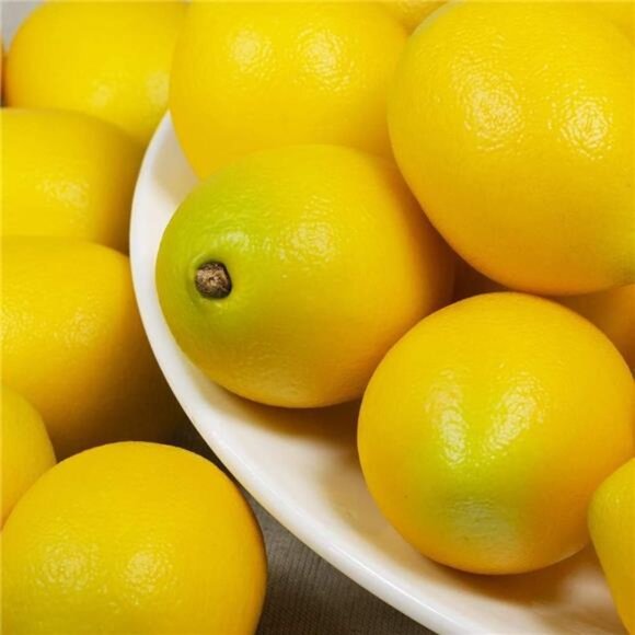 28 Pcs Fake Lemon Artificial Fruits Vivid Green and Yellow Lemon Mixed Set - Picture 7 of 8